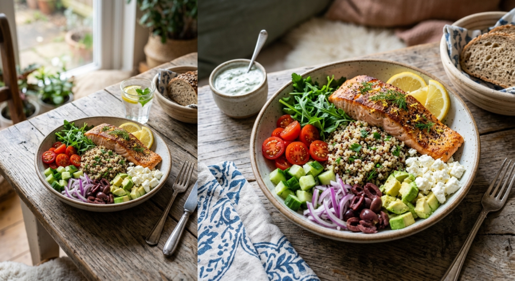 mediterranean salmon & quinoa bowl